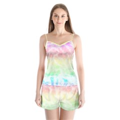 Pastel Rainbow Tie Dye Satin Pajamas Set by SpinnyChairDesigns