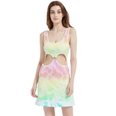 Pastel Rainbow Tie Dye Velvet Cutout Dress by SpinnyChairDesigns