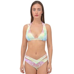 Pastel Rainbow Tie Dye Double Strap Halter Bikini Set by SpinnyChairDesigns