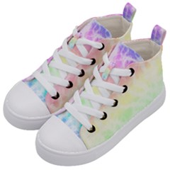 Pastel Rainbow Tie Dye Kids  Mid-top Canvas Sneakers by SpinnyChairDesigns