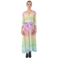 Pastel Rainbow Tie Dye Button Up Boho Maxi Dress by SpinnyChairDesigns