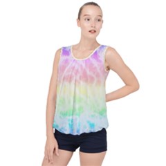 Pastel Rainbow Tie Dye Bubble Hem Chiffon Tank Top by SpinnyChairDesigns