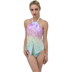 Pastel Rainbow Tie Dye Go With The Flow One Piece Swimsuit by SpinnyChairDesigns