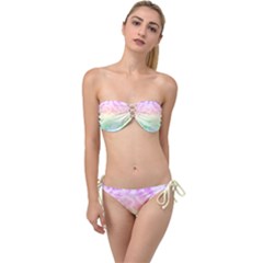 Pastel Rainbow Tie Dye Twist Bandeau Bikini Set by SpinnyChairDesigns