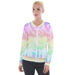 Pastel Rainbow Tie Dye Velour Zip Up Jacket by SpinnyChairDesigns