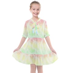 Pastel Rainbow Tie Dye Kids  All Frills Chiffon Dress by SpinnyChairDesigns