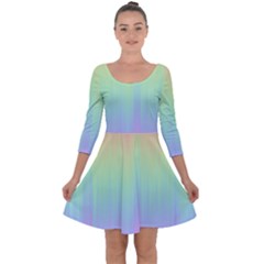 Pastel Rainbow Gradient Quarter Sleeve Skater Dress by SpinnyChairDesigns