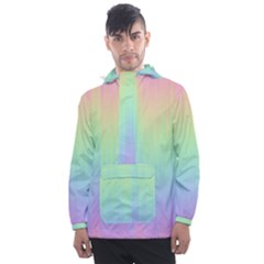 Pastel Rainbow Gradient Men s Front Pocket Pullover Windbreaker by SpinnyChairDesigns