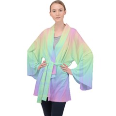 Pastel Rainbow Gradient Long Sleeve Velvet Kimono  by SpinnyChairDesigns
