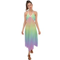 Pastel Rainbow Gradient Halter Tie Back Dress  by SpinnyChairDesigns