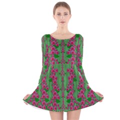 Lianas Of Sakura Branches In Contemplative Freedom Long Sleeve Velvet Skater Dress by pepitasart