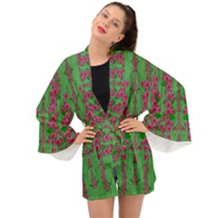 Lianas Of Sakura Branches In Contemplative Freedom Long Sleeve Kimono by pepitasart