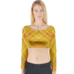 Orange Madras Plaid Long Sleeve Crop Top by SpinnyChairDesigns