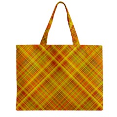 Orange Madras Plaid Zipper Mini Tote Bag by SpinnyChairDesigns