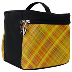 Orange Madras Plaid Make Up Travel Bag (big) by SpinnyChairDesigns