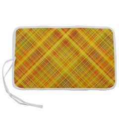 Orange Madras Plaid Pen Storage Case (m) by SpinnyChairDesigns