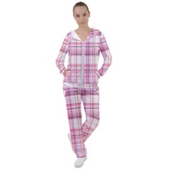 Pink Madras Plaid Women s Tracksuit by SpinnyChairDesigns