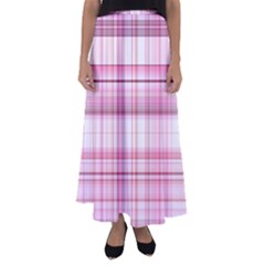 Pink Madras Plaid Flared Maxi Skirt by SpinnyChairDesigns