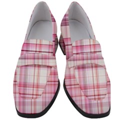 Pink Madras Plaid Women s Chunky Heel Loafers by SpinnyChairDesigns