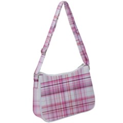 Pink Madras Plaid Zip Up Shoulder Bag by SpinnyChairDesigns