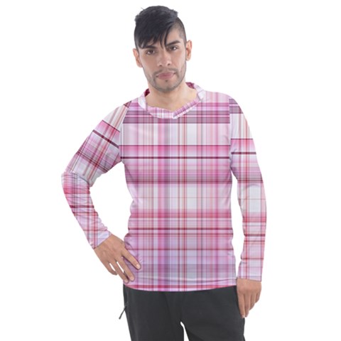 Pink Madras Plaid Men s Pique Long Sleeve Tee by SpinnyChairDesigns