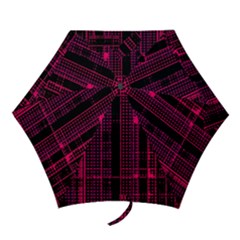 Pink Black Punk Plaid Mini Folding Umbrellas by SpinnyChairDesigns