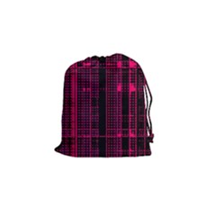 Pink Black Punk Plaid Drawstring Pouch (small) by SpinnyChairDesigns