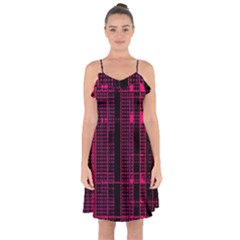 Pink Black Punk Plaid Ruffle Detail Chiffon Dress by SpinnyChairDesigns