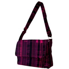 Pink Black Punk Plaid Full Print Messenger Bag (l) by SpinnyChairDesigns