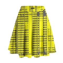 Black Yellow Punk Plaid High Waist Skirt