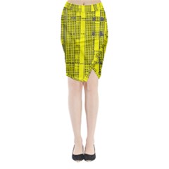 Black Yellow Punk Plaid Midi Wrap Pencil Skirt by SpinnyChairDesigns