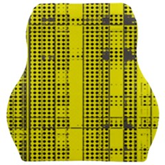 Black Yellow Punk Plaid Car Seat Velour Cushion  by SpinnyChairDesigns