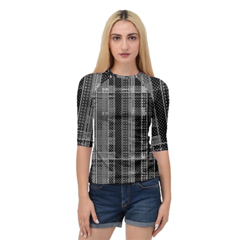 Black Punk Plaid Quarter Sleeve Raglan Tee by SpinnyChairDesigns