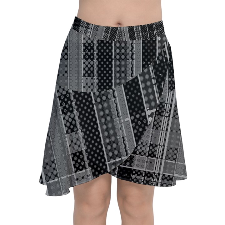 Black Punk Plaid Chiffon Wrap Front Skirt