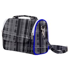 Black Punk Plaid Satchel Shoulder Bag by SpinnyChairDesigns