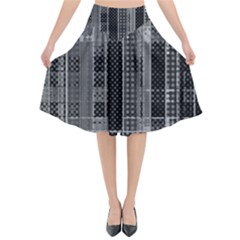 Black Punk Plaid Flared Midi Skirt by SpinnyChairDesigns