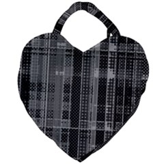 Black Punk Plaid Giant Heart Shaped Tote by SpinnyChairDesigns