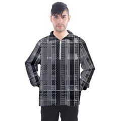 Black Punk Plaid Men s Half Zip Pullover by SpinnyChairDesigns