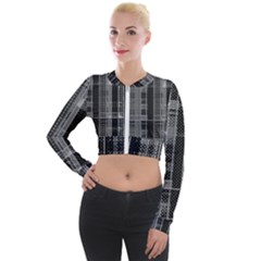 Black Punk Plaid Long Sleeve Cropped Velvet Jacket by SpinnyChairDesigns