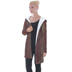 Rust Brown Grunge Plaid Longline Hooded Cardigan by SpinnyChairDesigns