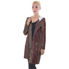 Rust Brown Grunge Plaid Hooded Pocket Cardigan by SpinnyChairDesigns