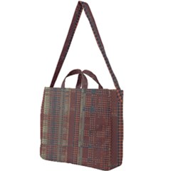 Rust Brown Grunge Plaid Square Shoulder Tote Bag by SpinnyChairDesigns