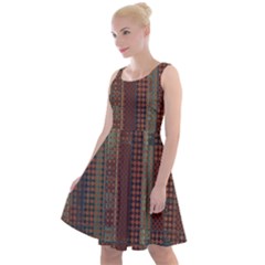 Rust Brown Grunge Plaid Knee Length Skater Dress by SpinnyChairDesigns