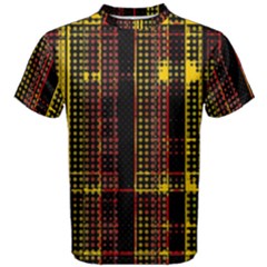 Red Yellow Black Punk Plaid Men s Cotton Tee by SpinnyChairDesigns