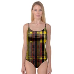 Red Yellow Black Punk Plaid Camisole Leotard  by SpinnyChairDesigns