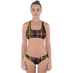 Red Yellow Black Punk Plaid Cross Back Hipster Bikini Set by SpinnyChairDesigns