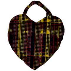 Red Yellow Black Punk Plaid Giant Heart Shaped Tote by SpinnyChairDesigns