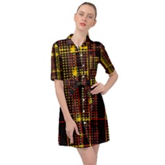 Red Yellow Black Punk Plaid Belted Shirt Dress by SpinnyChairDesigns