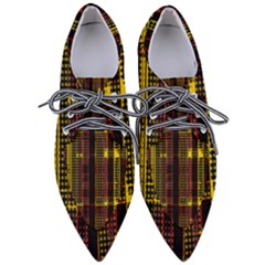 Red Yellow Black Punk Plaid Pointed Oxford Shoes by SpinnyChairDesigns