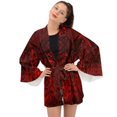 Black Magic Gothic Swirl Long Sleeve Kimono by SpinnyChairDesigns